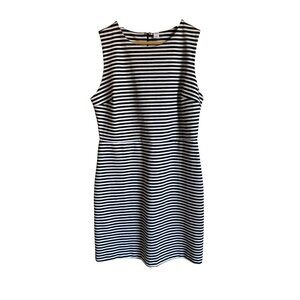 Old Navy Black White Striped Sleeveless Pencil Dress Size Large Stretch